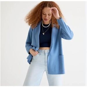 J CREW BLUE KNIT OPEN CARDIGAN - MEDIUM
